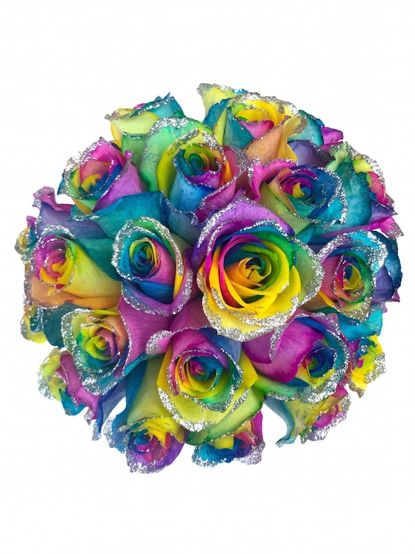 glitter rainbow roses