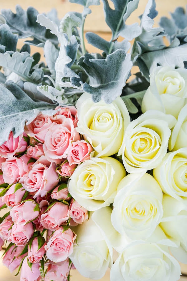 Roses, Spray Roses, and Dusty Miller DIY Combo